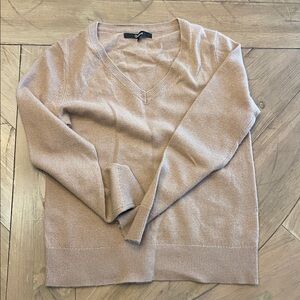 Quince Camel 100% Cashmere V Neck Top